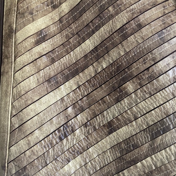 NATTO leather strips jacket - tan and brown - Picture 2 of 7